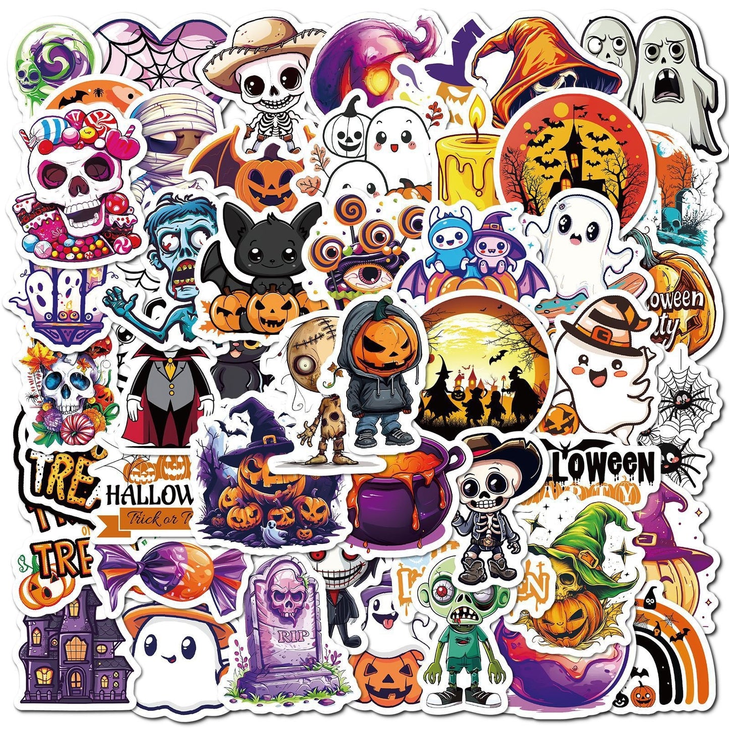 halloween stickers – Trick or Treat Ghost & Pumpkin DIY Decals 