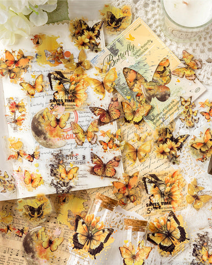 40PCS Butterfly Sticker Book – White Ink & Color Ink Botanical Collection – Scrapbook & Journal Vinyl Decals Kawaii Stickers