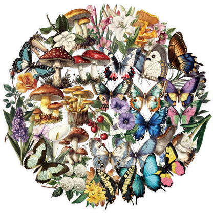 50pcs Transparent Vintage Butterfly & Plant Stickers | Waterproof PET Stickers for Journals, Notebooks, Cups & Guitars Kawaii Stickers