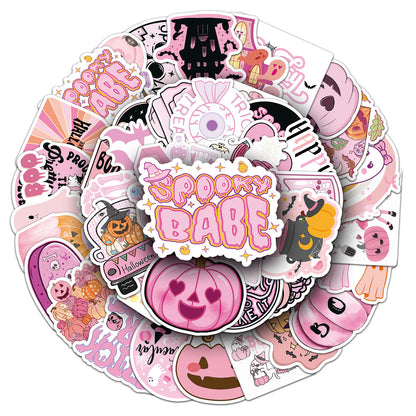 Halloween Stickers | 50pcs Pink Halloween Cute Sticker Set for DIY & Decoration
