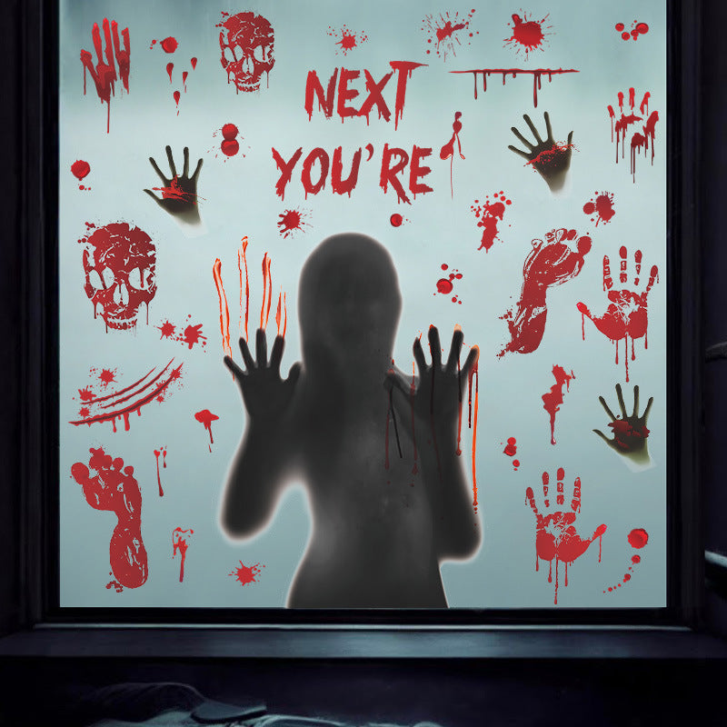 👻 Halloween Horror Bloody Handprint & Ghost Window Stickers – PVC Static Cling Decals 🎃 Kawaii Stickers