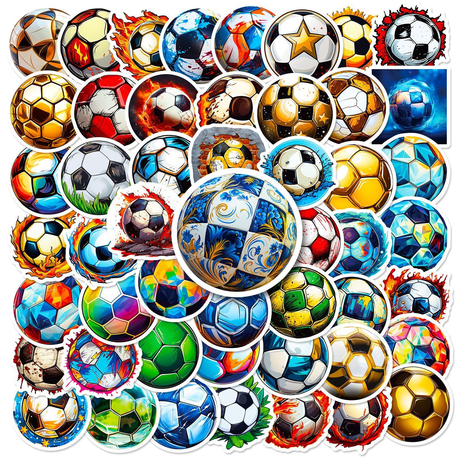 ⚽️ 50Pcs Football Stickers – Cool Waterproof PVC for Bottles, Laptops & More Football Stickers-19 Kawaii Stickers