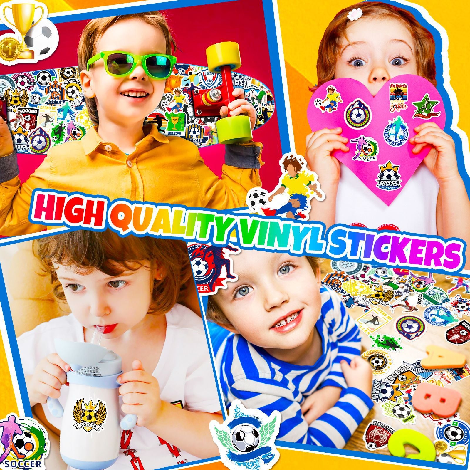 Football Stickers – 50Pcs Sport Designs – High-Definition Waterproof PVC – For Water Bottles, Laptops, Skateboards, Suitcases, Phones – Kawaii Stickers Kawaii Stickers