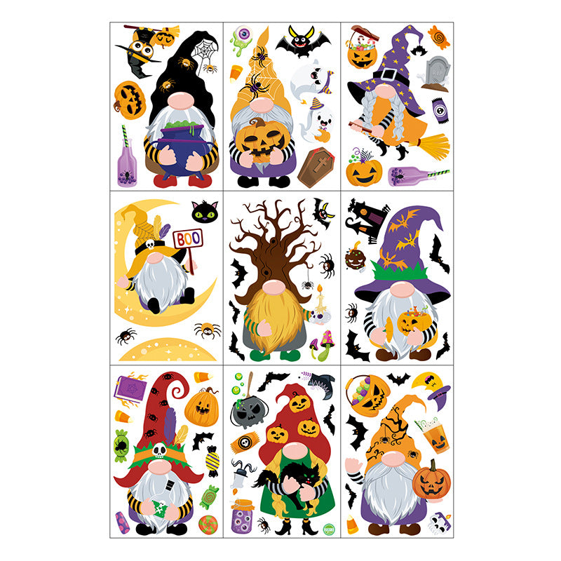 🎃✨ Latest Halloween Window Stickers – Static-Cling Glass Decals with Pumpkins, Bats, Ghosts & Gnomes – Double-Sided Party Decorations Kawaii Stickers