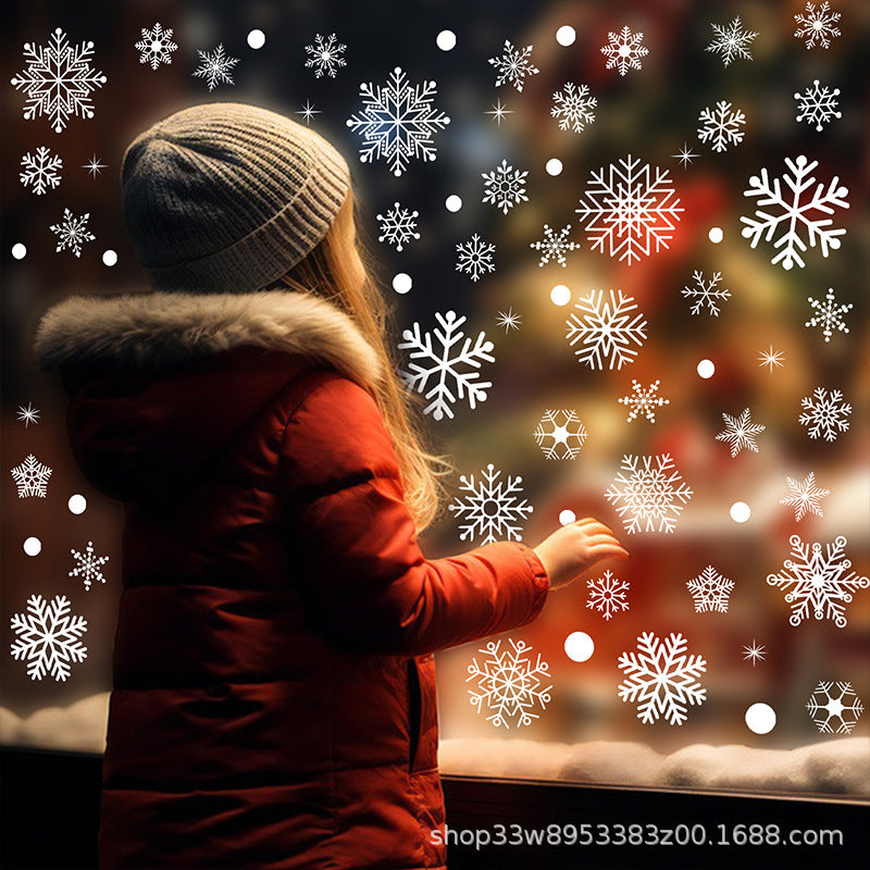 🎄 White & Blue Snowflake Window Stickers – Static Cling Christmas Window Decals for Holiday Decor 🎄 Kawaii Stickers