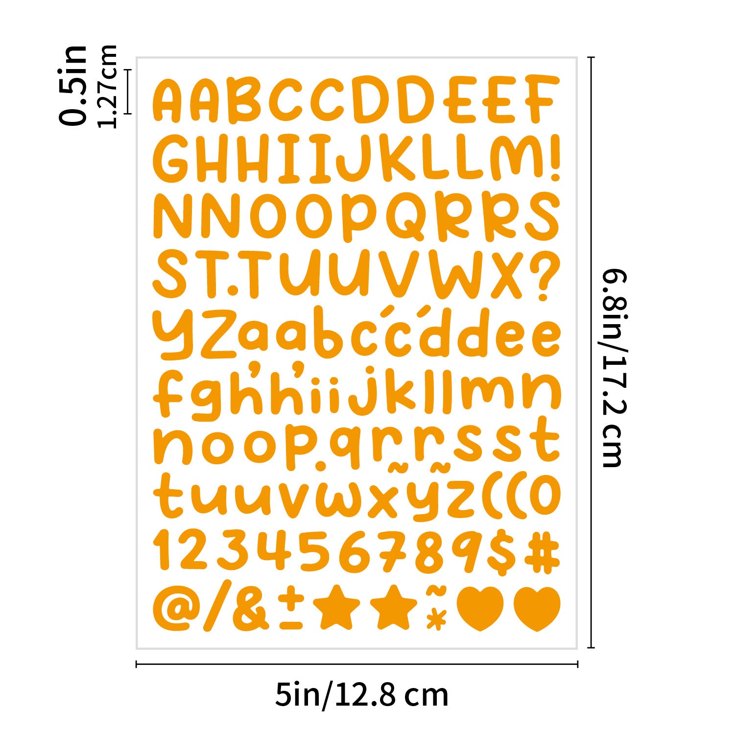 10PCS 0.5 Inch English Alphabet Stickers Small Size Decorative Scrapbook Letter Stickers Waterproof Stickers 0.5inch Orange(P249) Kawaii Stickers