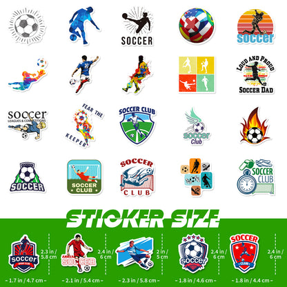 🌟 50PCS Green Soccer Stickers – Kids Football Decals Waterproof Laptop, Water Bottle & iPhone Stickers 2025 ⚽🎨 Kawaii Stickers