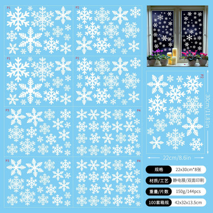 🎄 White & Blue Snowflake Window Stickers – Static Cling Christmas Window Decals for Holiday Decor 🎄 Kawaii Stickers