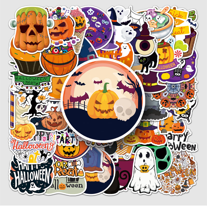 🎃 50PCS Halloween Stickers – Spooky Graffiti Waterproof PVC Stickers for Laptop, Luggage, Phone & More 👻 Kawaii Stickers
