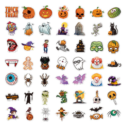 🕸️ Halloween Stickers Cartoon Graffiti Holographic Vinyl Set – 50PCS 🎃👻✨ Kawaii Stickers