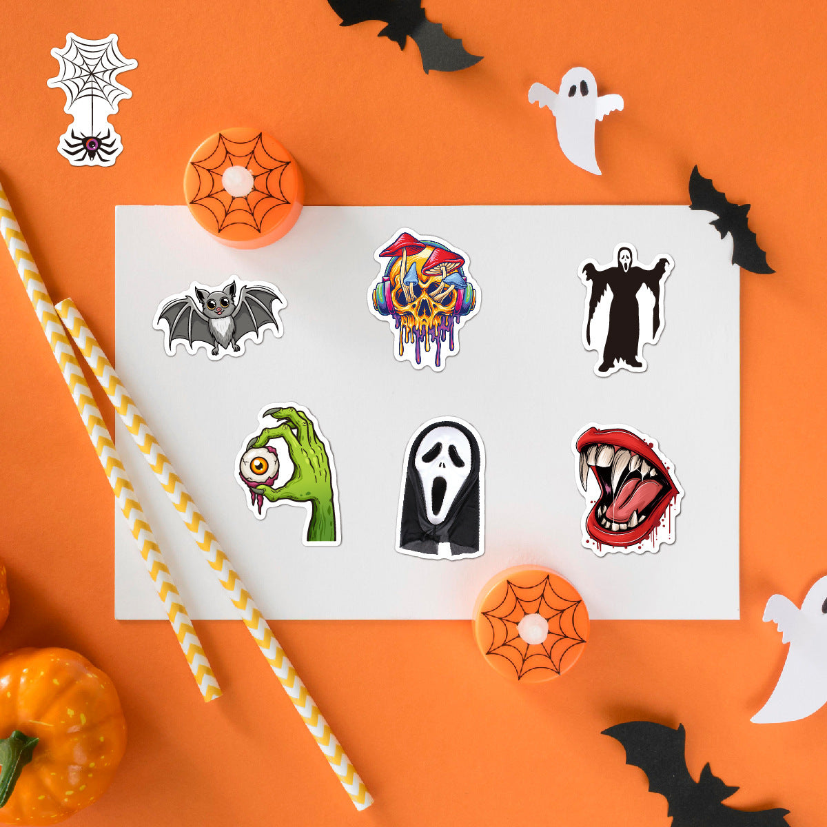 🕸️ Halloween Stickers Cartoon Graffiti Holographic Vinyl Set – 50PCS 🎃👻✨ Kawaii Stickers