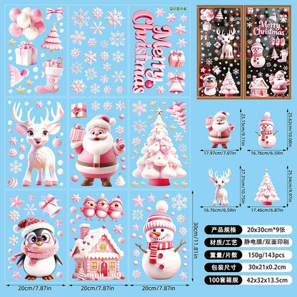 🎄 White & Blue Snowflake Window Stickers – Static Cling Christmas Window Decals for Holiday Decor 🎄 SD2321. Kawaii Stickers