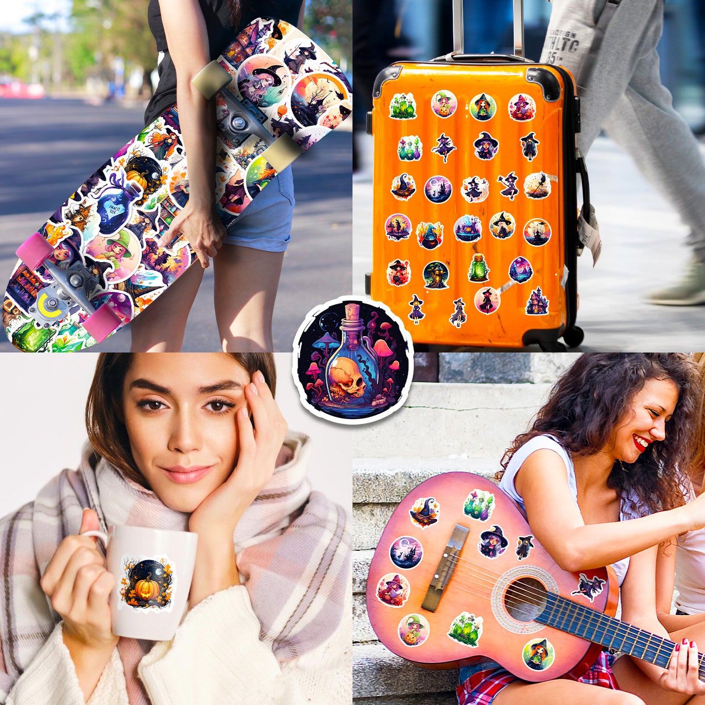 Halloween Stickers – 50pcs Magical Witch DIY Stickers