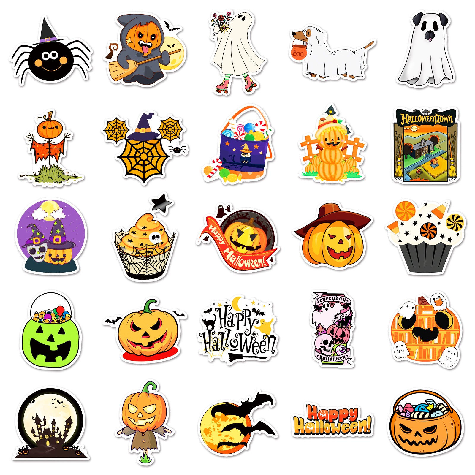 🎃 Halloween Stickers – 50PCS Waterproof Cartoon Graffiti Set for Kids & Adults 👻✨ Kawaii Stickers