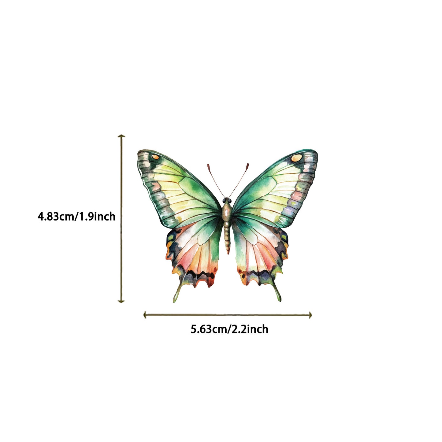 🦋🌈 50pcs Colorful Transparent Butterfly Stickers | Waterproof PET Stickers for Journals, Notebooks, Cups ☕, Guitars & DIY Crafts 🎨✨ green Kawaii Stickers