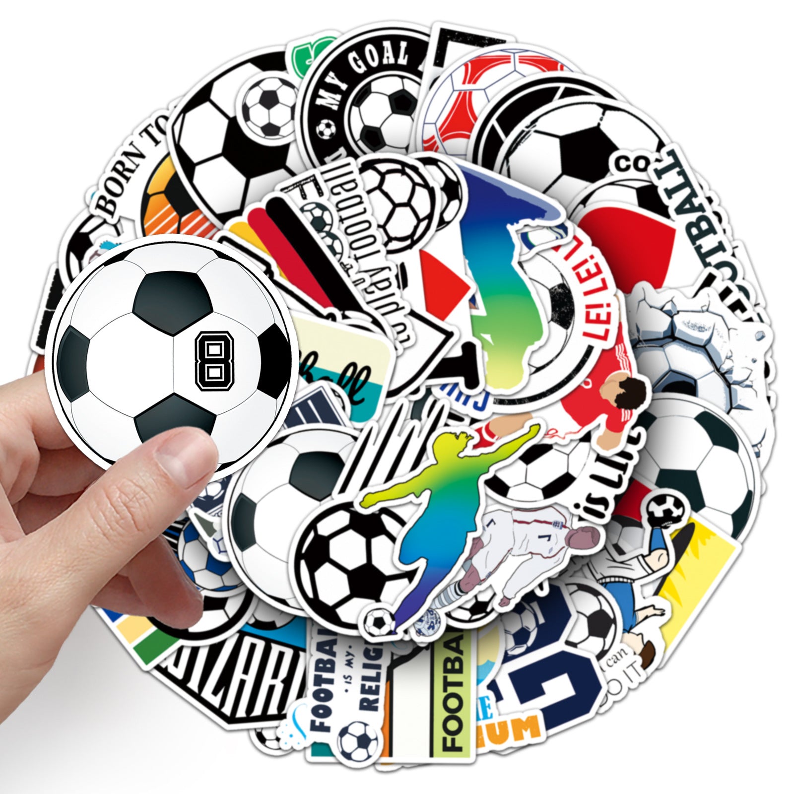 Football Stickers – 50Pcs Sport Designs – High-Definition Waterproof PVC – For Water Bottles, Laptops, Skateboards, Suitcases, Phones – Kawaii Stickers Kawaii Stickers