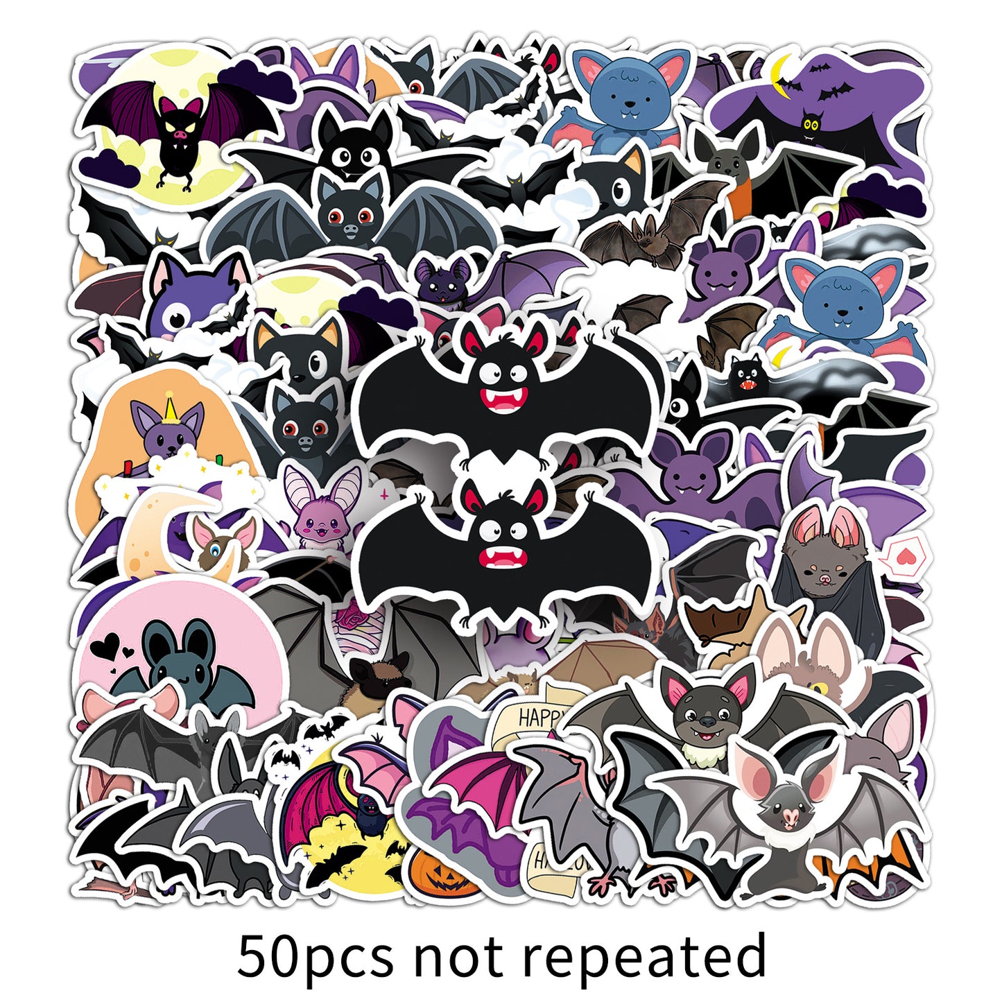 Halloween Stickers – 50pcs Cute Bat DIY Stickers