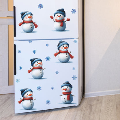 ☃️ Creative Funny Snowman & Snowflake Christmas Wall Stickers – Self-Adhesive PVC Décor ❄️🎄 Kawaii Stickers