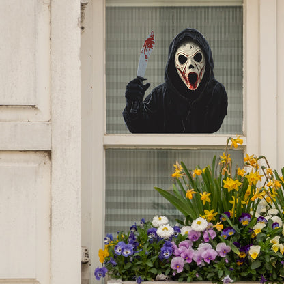🎃 Halloween Horror Mask Man Static Cling Window Stickers 👻🪟💀 Kawaii Stickers