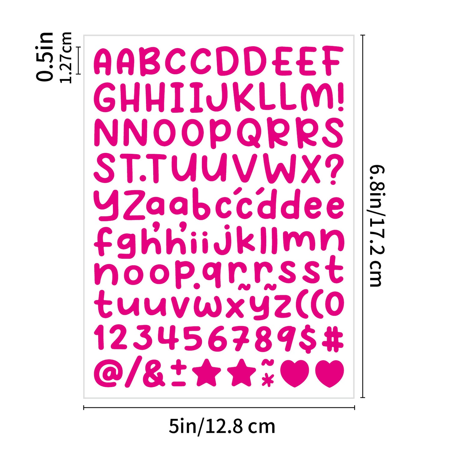 10PCS 0.5 Inch English Alphabet Stickers Small Size Decorative Scrapbook Letter Stickers Waterproof Stickers 0.5inch - Magenta (P256) Kawaii Stickers