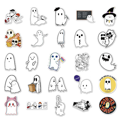 Halloween Stickers - 50Pcs Cute Ghost Pack for DIY Fun 🎃