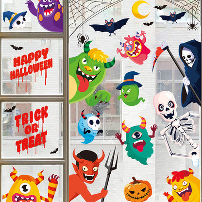 Halloween Window Stickers-Spooky Haunted Castle – Double-Sided Static Cling Ghost, Pumpkin & Zombie Glass Décor 👻🕸️ Kawaii Stickers