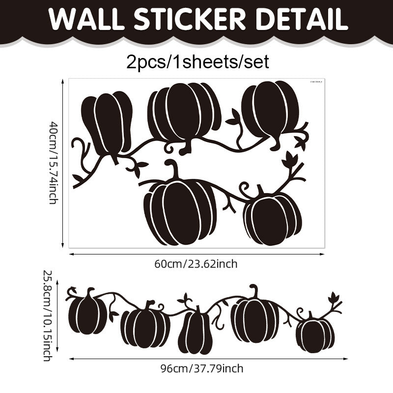 🎃 Cute Halloween Pumpkin Window Stickers – Autumn Glass Décor PVC Self-Adhesive Black pumpkin Kawaii Stickers