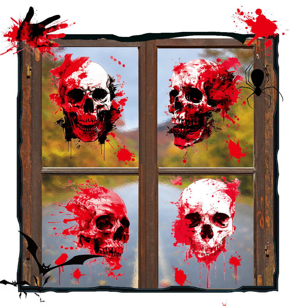 Halloween Scary Skull & Bloody Handprint Window Stickers – Product Detail Page 🎃🩸👻 Kawaii Stickers