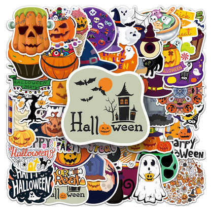 🎃 50PCS Halloween Stickers – Spooky Graffiti Waterproof PVC Stickers for Laptop, Luggage, Phone & More 👻 Kawaii Stickers