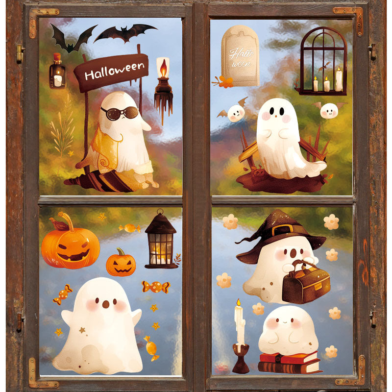 🎃👻Halloween Cute Ghost & Pumpkin Static Window Stickers 🎃👻 Kawaii Stickers