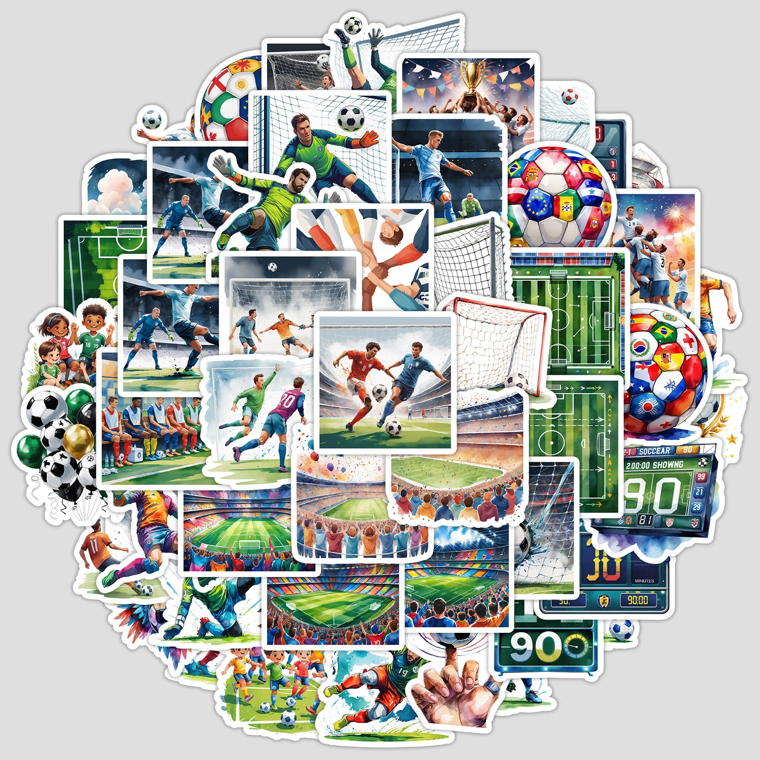 Football Stickers – 50Pcs Sport Designs – High-Definition Waterproof PVC – For Water Bottles, Laptops, Skateboards, Suitcases, Phones – Kawaii Stickers Kawaii Stickers