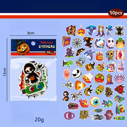 🎃 50 Halloween Stickers – Skulls, Pumpkins, Witches, Grim Reapers & Black Cats 🖤 B Kawaii Stickers