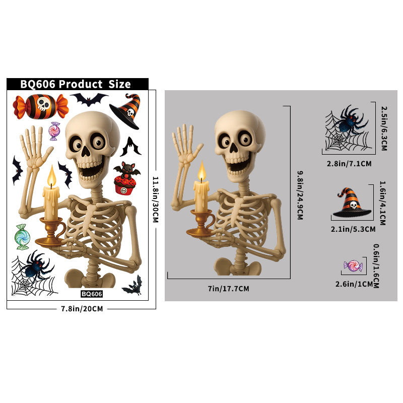 💀 Halloween Skull & Pumpkin Glass Window Stickers – Spooky Fun Decor 🎃 BQ606 Kawaii Stickers