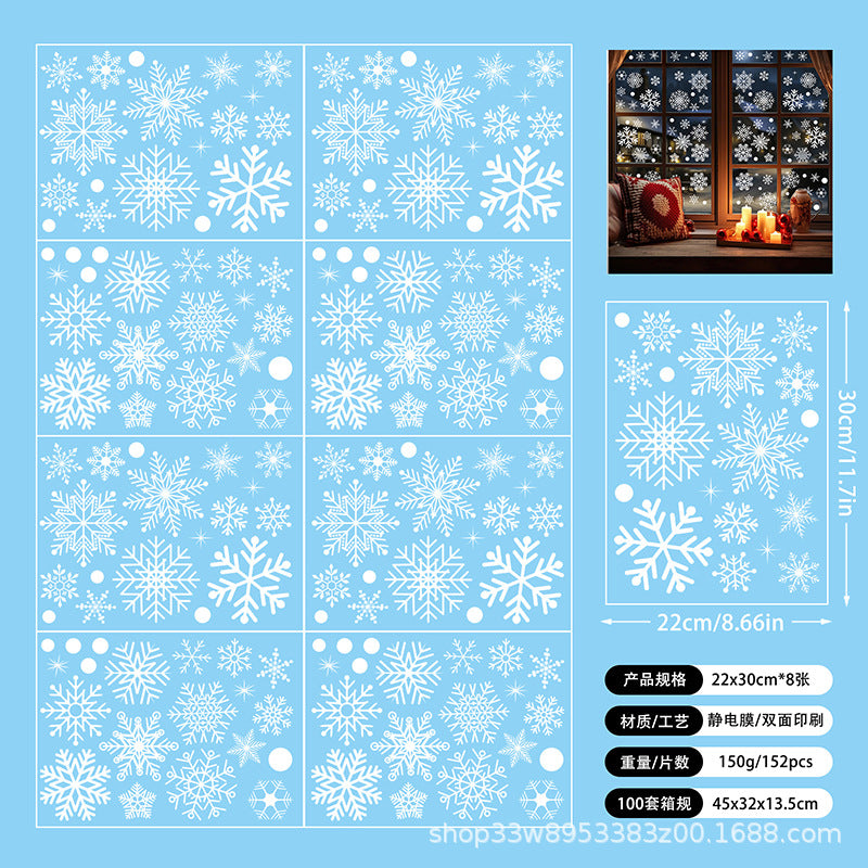 🎄 White & Blue Snowflake Window Stickers – Static Cling Christmas Window Decals for Holiday Decor 🎄 Kawaii Stickers