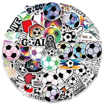 Football Stickers – 50Pcs Sport Designs – High-Definition Waterproof PVC – For Water Bottles, Laptops, Skateboards, Suitcases, Phones – Kawaii Stickers Kawaii Stickers