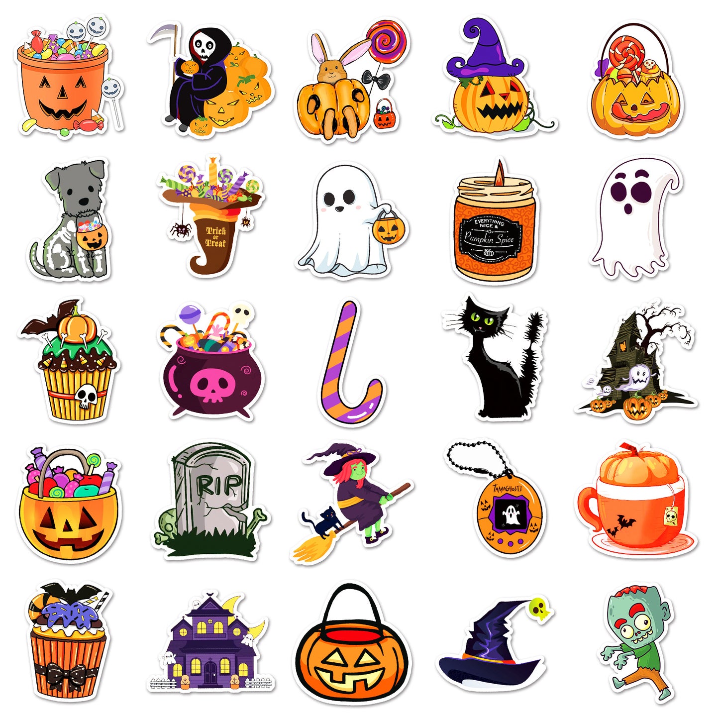 🎃 Halloween Stickers – 50PCS Waterproof Cartoon Graffiti Set for Kids & Adults 👻✨ Kawaii Stickers