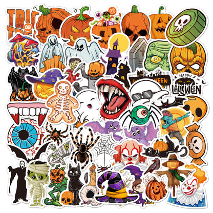 🕸️ Halloween Stickers Cartoon Graffiti Holographic Vinyl Set – 50PCS 🎃👻✨ Kawaii Stickers