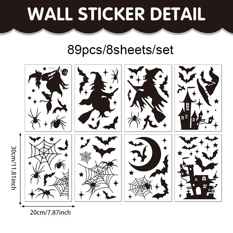 🎃 Halloween Stickers Ghost Witch Silhouette Party PVC Self-Adhesive Wall Decals 👻 Witch Stickers G*1set Kawaii Stickers