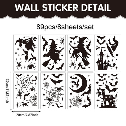 🎃 Halloween Stickers Ghost Witch Silhouette Party PVC Self-Adhesive Wall Decals 👻 Witch Stickers G*1set Kawaii Stickers