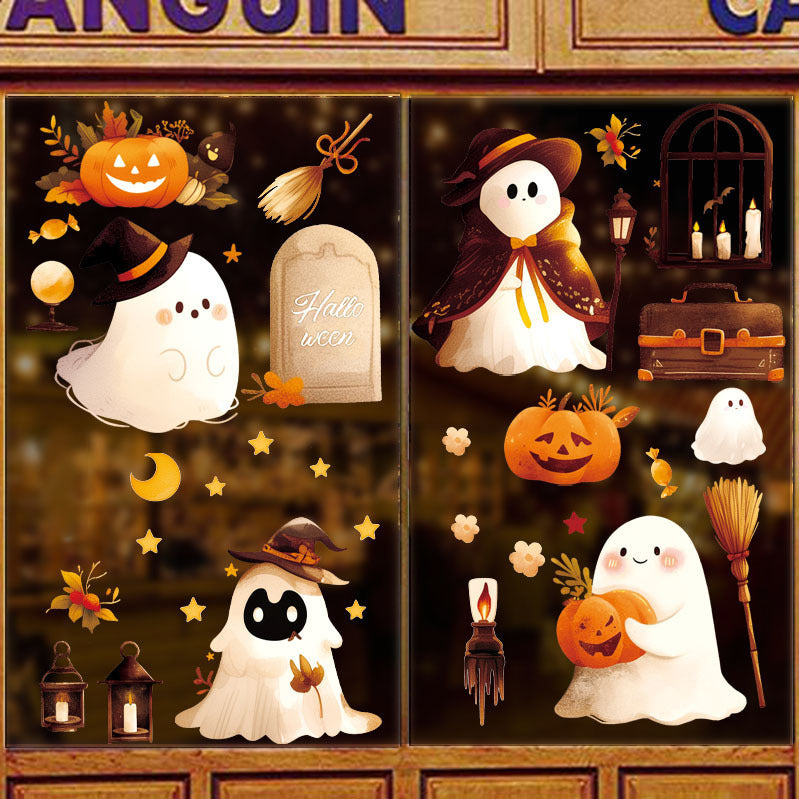🎃👻Halloween Cute Ghost & Pumpkin Static Window Stickers 🎃👻 Kawaii Stickers