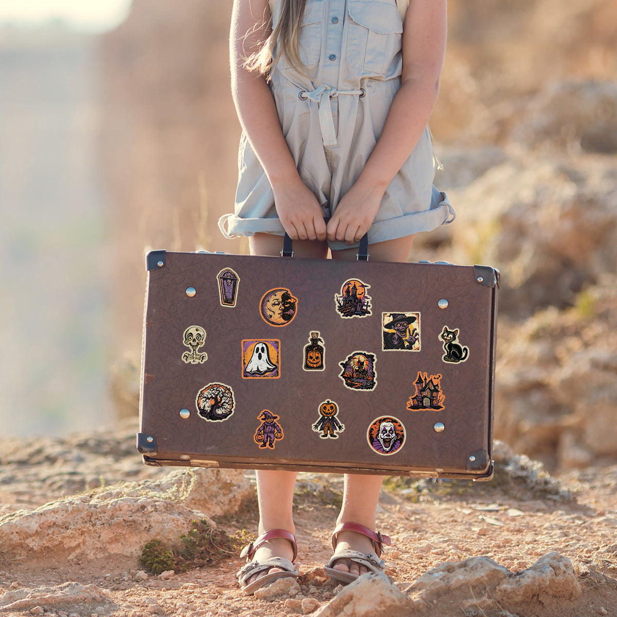 🎃 50pcs Vintage Halloween Stickers Pack – Waterproof Retro PVC Laptop & Water Bottle Decals Kawaii Stickers