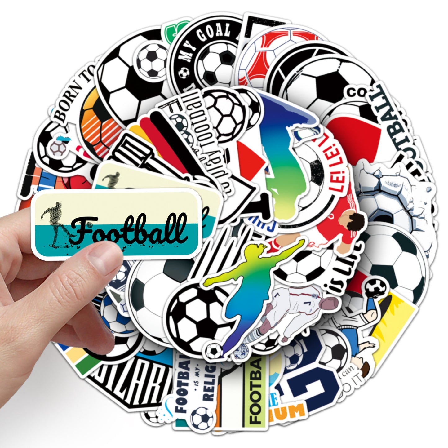 Football Stickers – 50Pcs Sport Designs – High-Definition Waterproof PVC – For Water Bottles, Laptops, Skateboards, Suitcases, Phones – Kawaii Stickers Kawaii Stickers