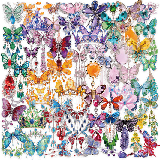 50pcs Transparent Butterfly Stickers 🦋 Waterproof PET, Reusable Planner & Water Bottle Decals Kawaii Stickers