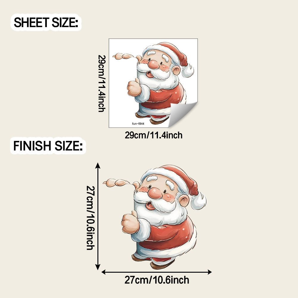 🎅 Watercolor Cute Santa Christmas Stickers – Removable & Self-Adhesive Home Decor 🎄 29*29CM Kawaii Stickers