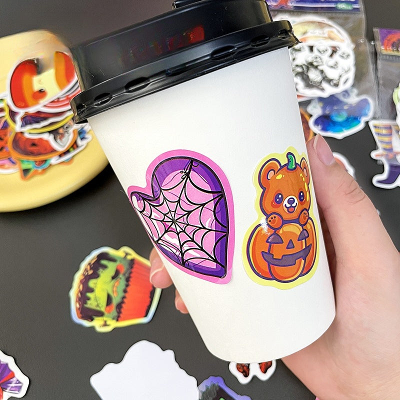 🎃 50 Halloween Stickers – Skulls, Pumpkins, Witches, Grim Reapers & Black Cats 🖤 Kawaii Stickers