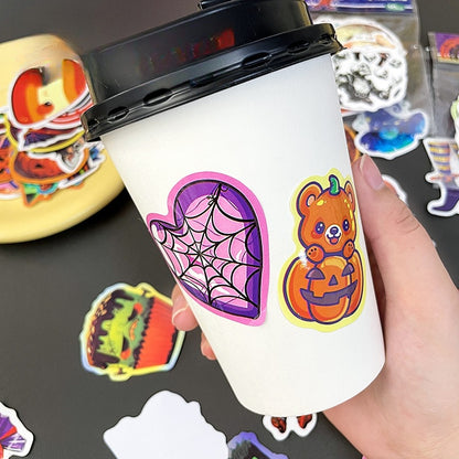 🎃 50 Halloween Stickers – Skulls, Pumpkins, Witches, Grim Reapers & Black Cats 🖤 Kawaii Stickers
