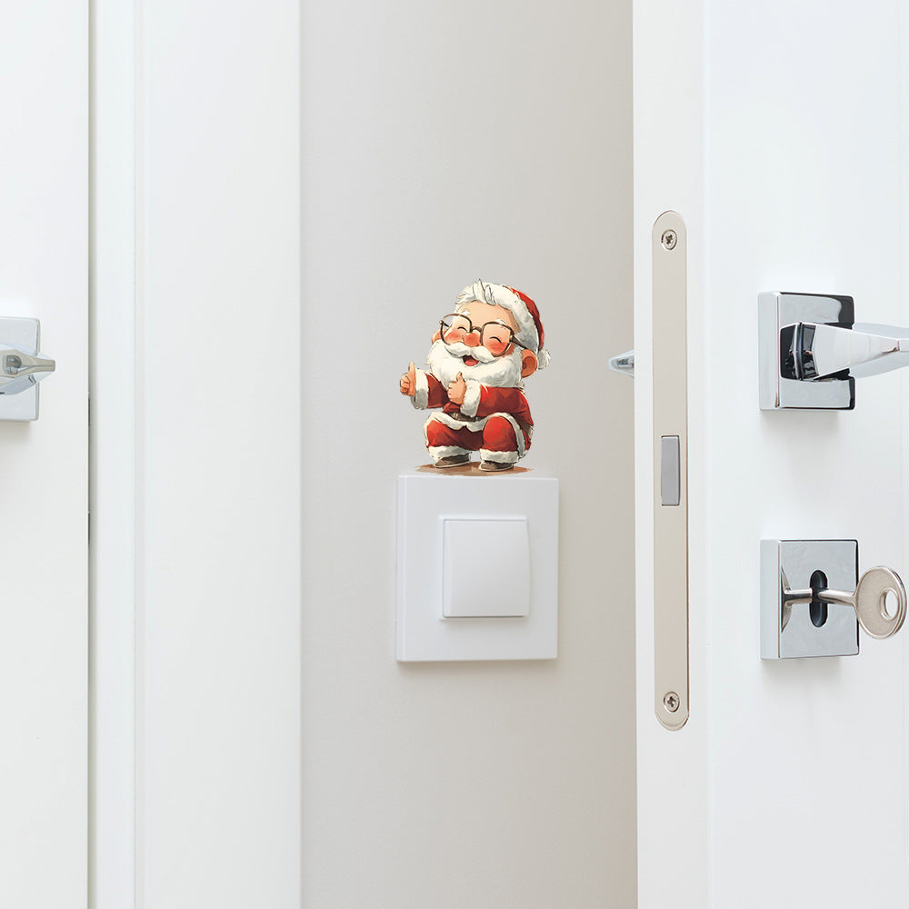 🎅 Thumbs-Up Santa Christmas Wall Stickers – Cute Self-Adhesive PVC Décor 🎄✨ Kawaii Stickers
