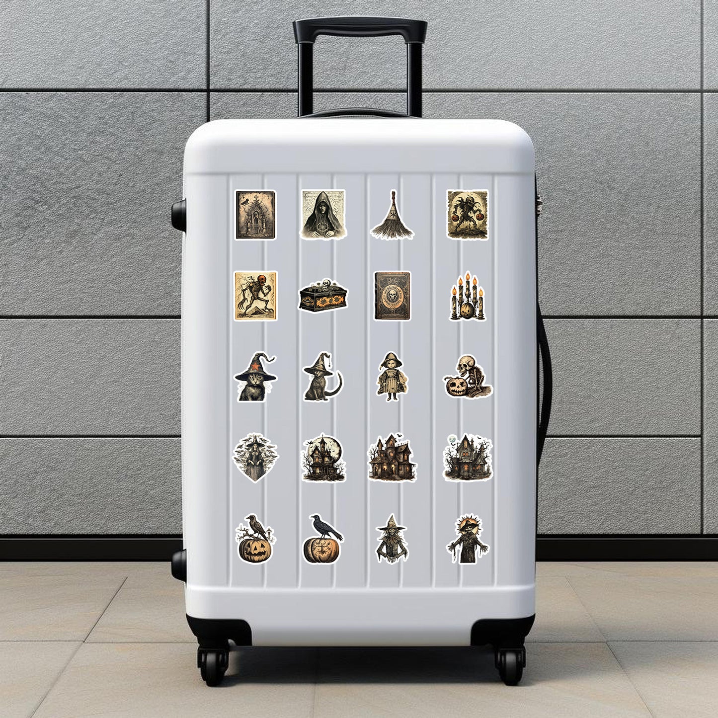 🎃 50pcs Nordic Gothic Halloween Stickers – Waterproof PVC Vinyl Decals for Laptop, Water Bottle & Holiday Decor Kawaii Stickers