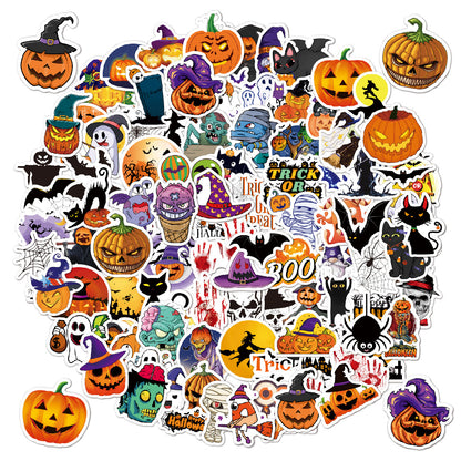 🕸️ Halloween Stickers Cartoon Graffiti Holographic Vinyl Set – 50PCS 🎃👻✨ Kawaii Stickers