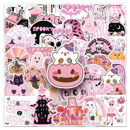Halloween Stickers | 50pcs Pink Halloween Cute Sticker Set for DIY & Decoration